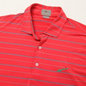 Fennec Polo Shirt Mens L Red Stripe Short Sleeve Golf Performance Fisher Island